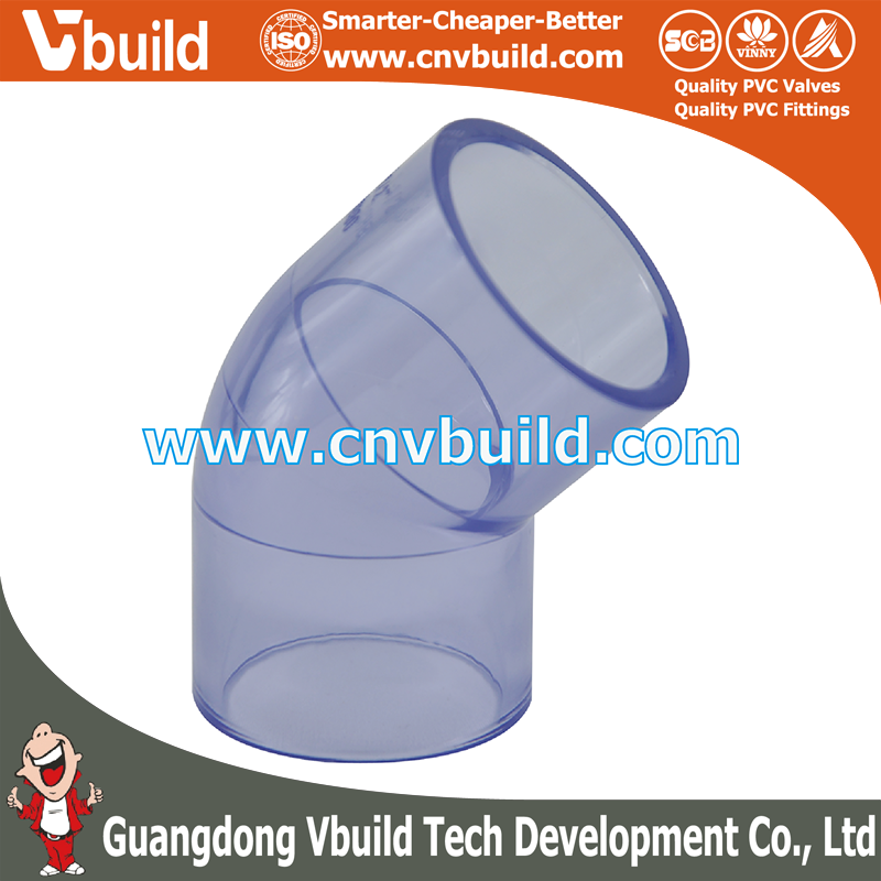CFT04: ELBOW 45°  (DIN UPVC TRANSPARENT PIPES & FITTINGS)