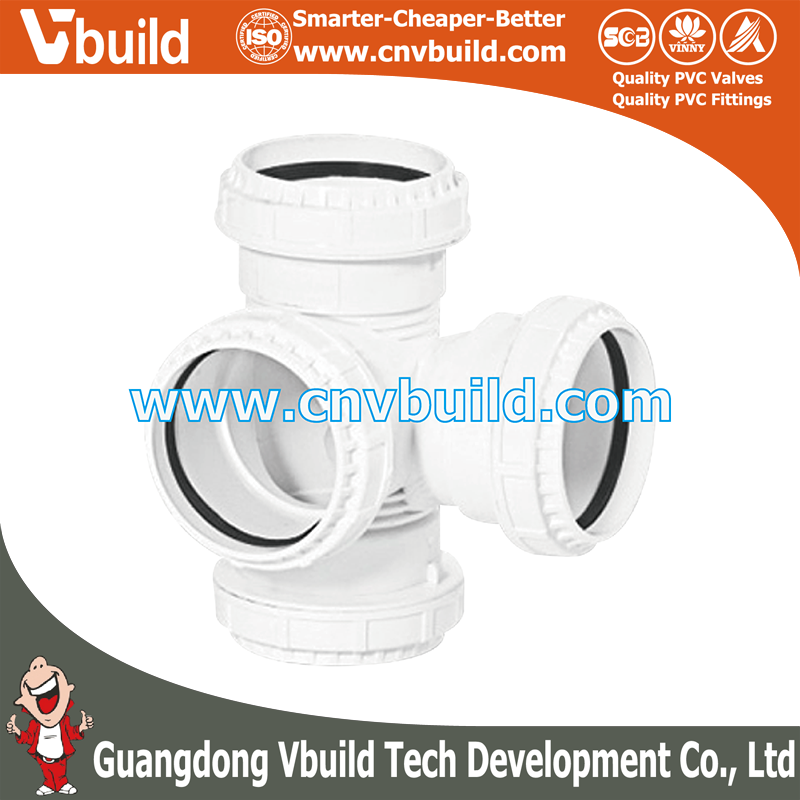 XY12：4-Way Side Tee (PVC MUTE DRAINAGE FITTINGS)