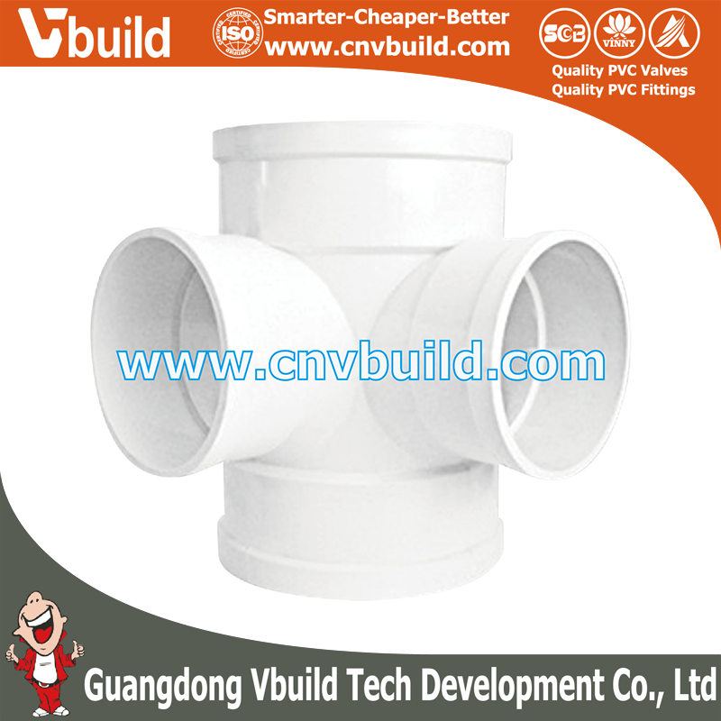 PS17：4 WAY 90° SIDE TEE-DR  (PVC DIN DRAINAGE FITTINGS)