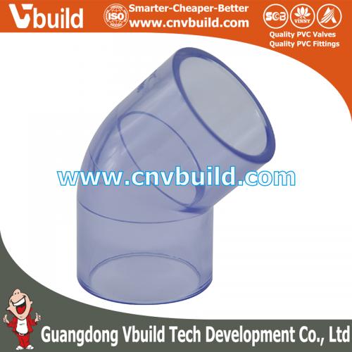 CFT04: ELBOW 45°  (DIN UPVC TRANSPARENT PIPES & FITTINGS)