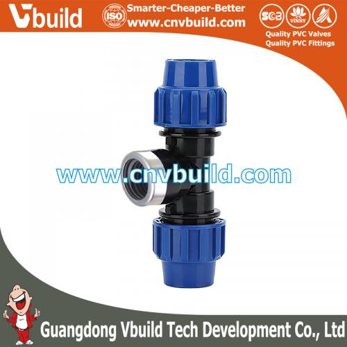 PP09: FEMALE  TEE（DIN PP COMPRESSION FITTINGS）